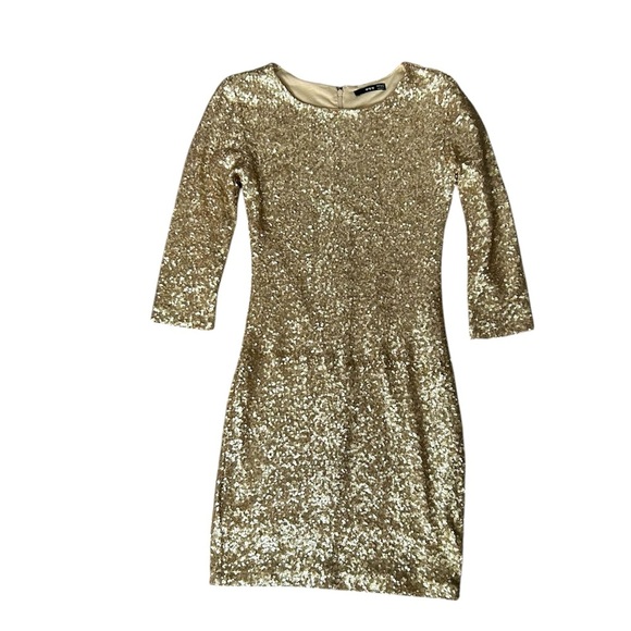 TFNC London gold mini Bodycon sequins dress size XS - Picture 1 of 10
